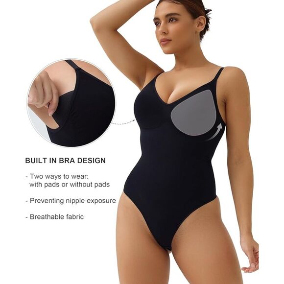 NWT SHAPERX Women's Shapewear Bodysuit Tummy Control Body Shaper Body Suit, L/XL - Picture 3 of 12